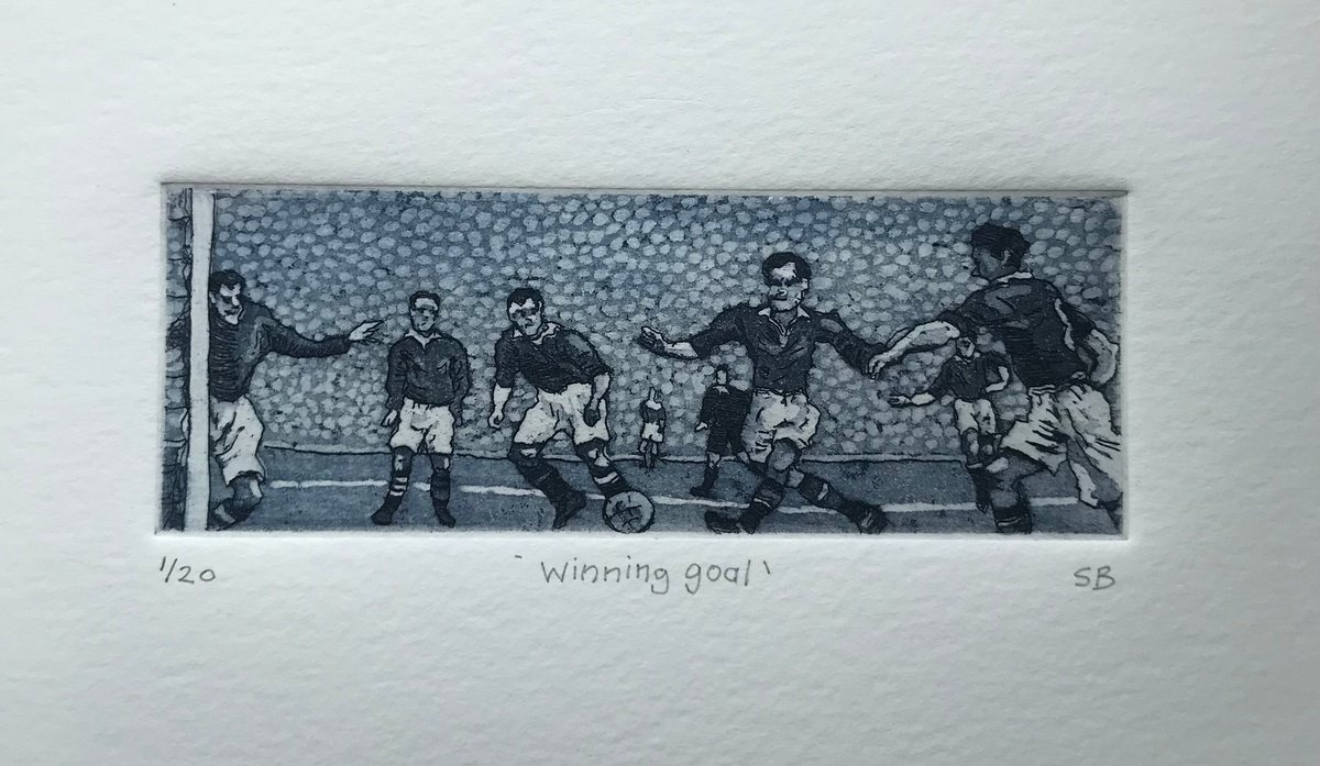 Portrait Etchings & Engravings By Stephen Brook, 9 X 6", Winning Goal., Original Artwork