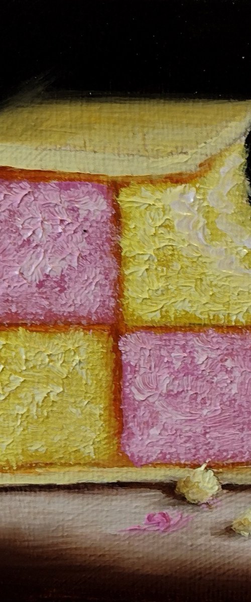Little Battenberg slice still life by Jane Palmer Art
