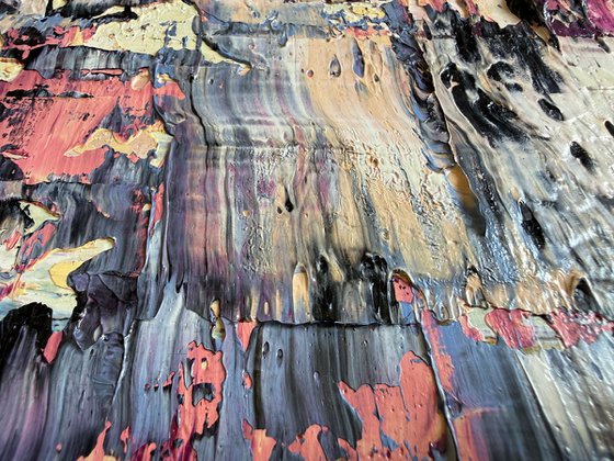 Purple forest in the fog