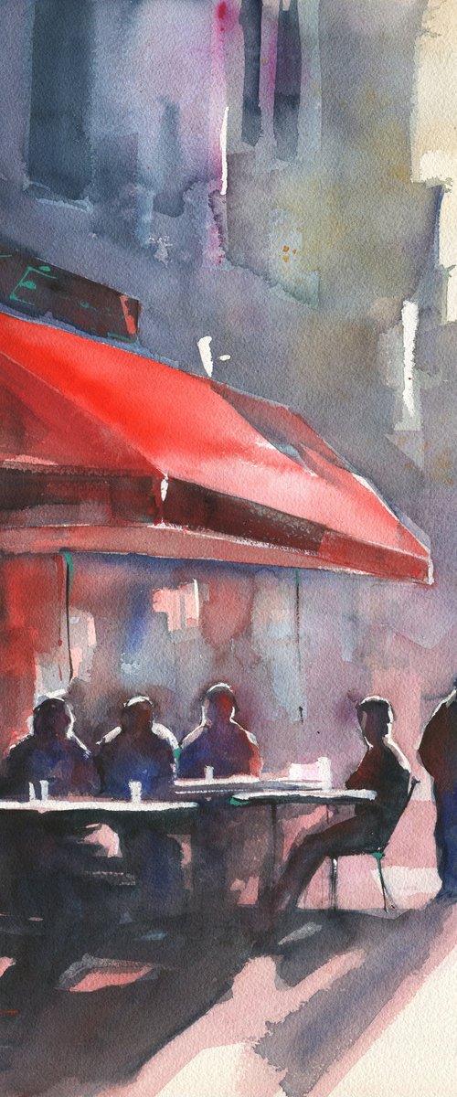 Café in Evening Light by Oleksii Iakurin