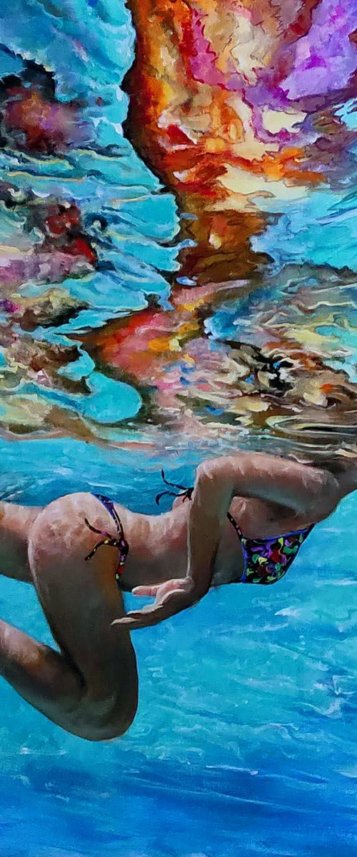 girl swimming9 32x32 in by Vishalandra Dakur