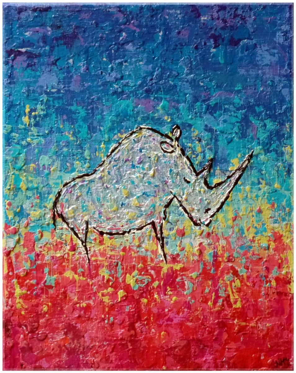 Rhino Cave Painting by Nicola McLean