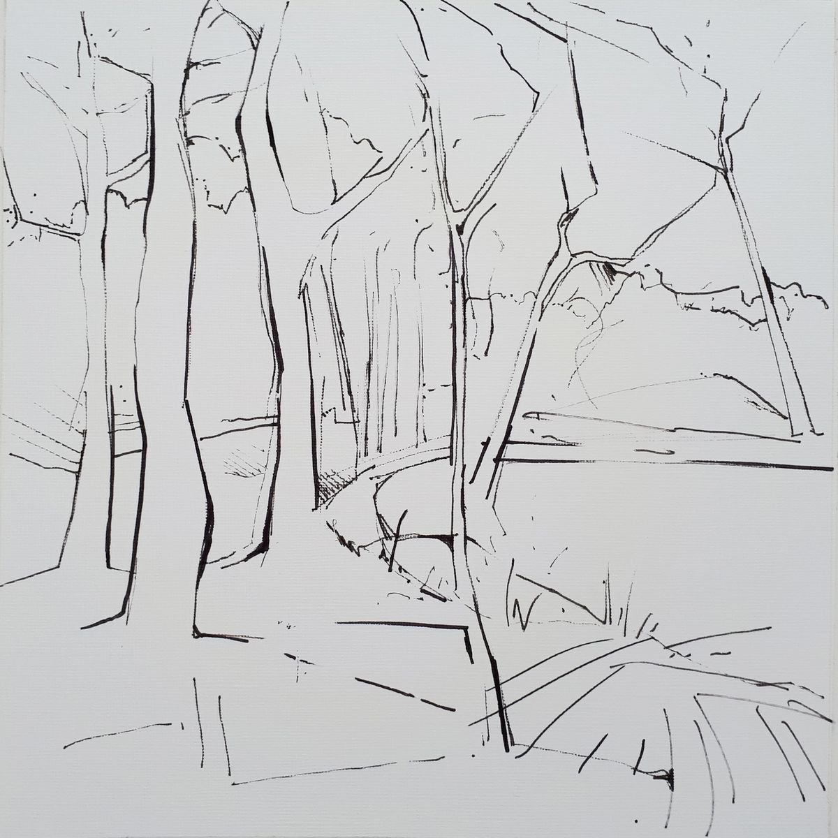 Ink Drawing , Diary Drawing 1 24 08 18 By Frank Barnes, 9 X 9, Artwork For Sale On Artfinder