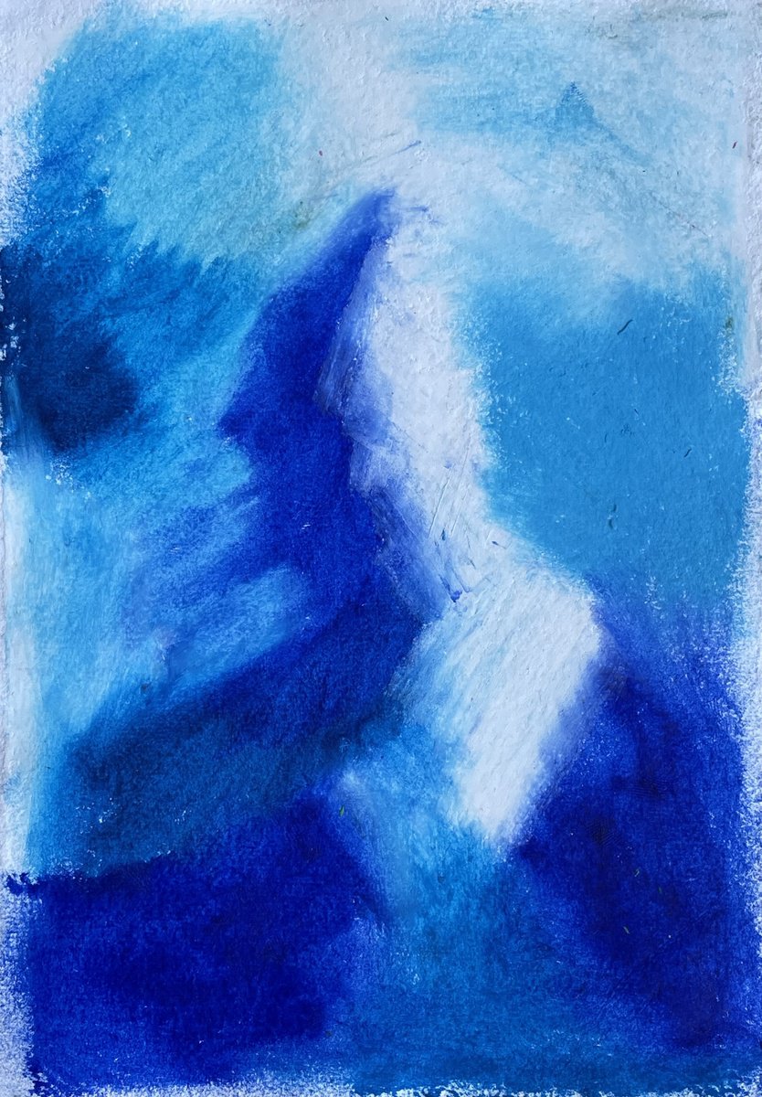 Abstract Pastel Drawing By Flora Butler, 6 X 8, Waves Kissing, Original Artwork