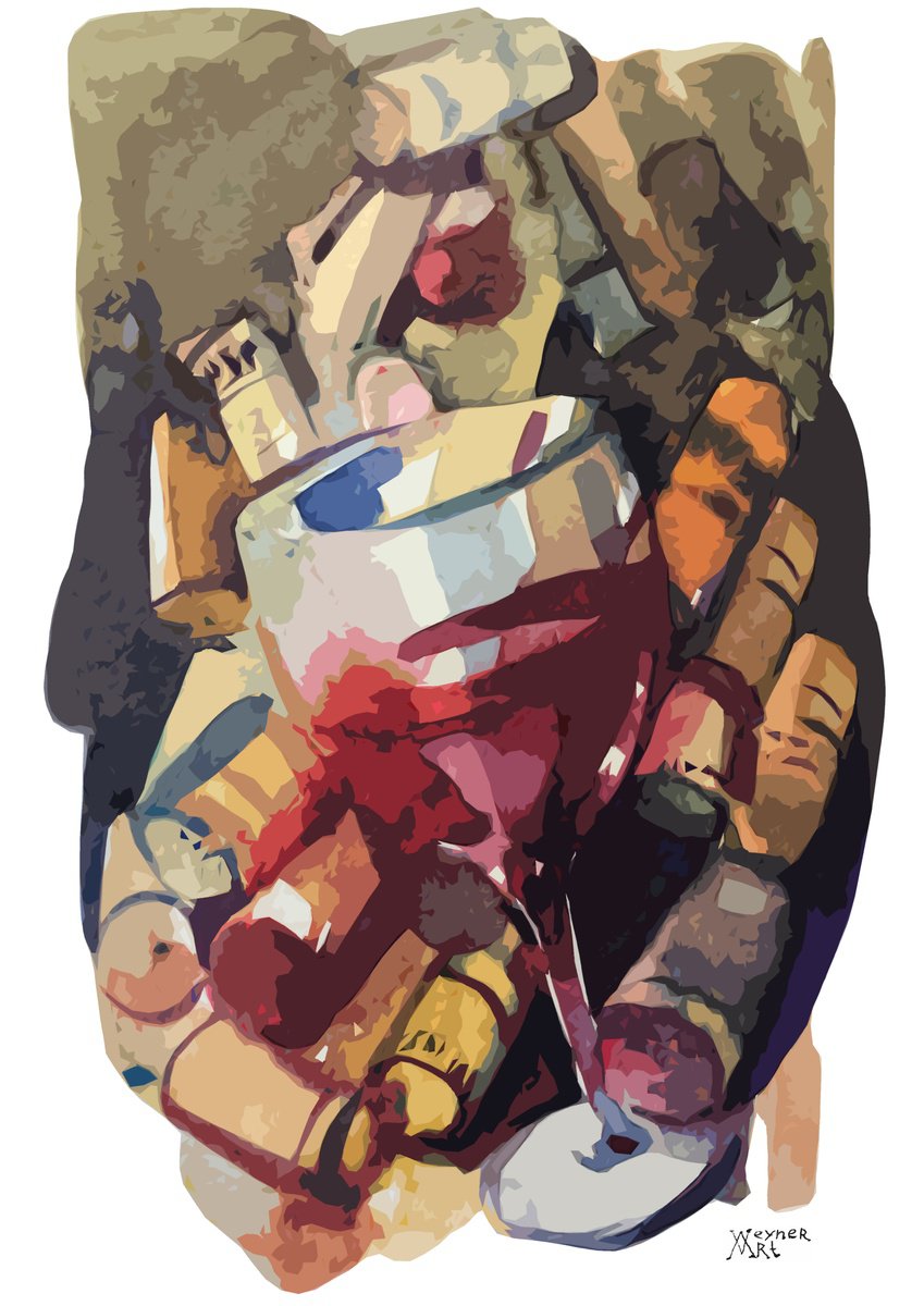 Red wine. Glasses and corks. by Natalia Veyner