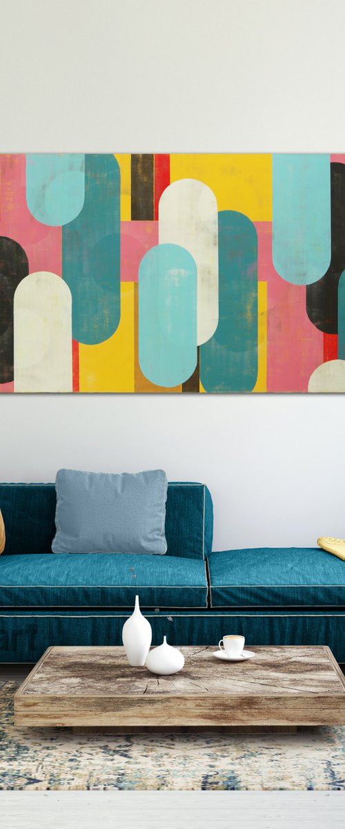 Extra Large Painting - Traffic Pink XL - 180x90cm - Acrylic on canvas - Ronald Hunter -2o by Ronald Hunter