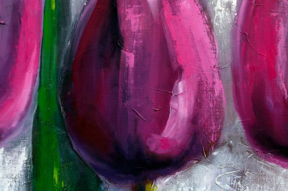 Abstract Floral painting Tulips large