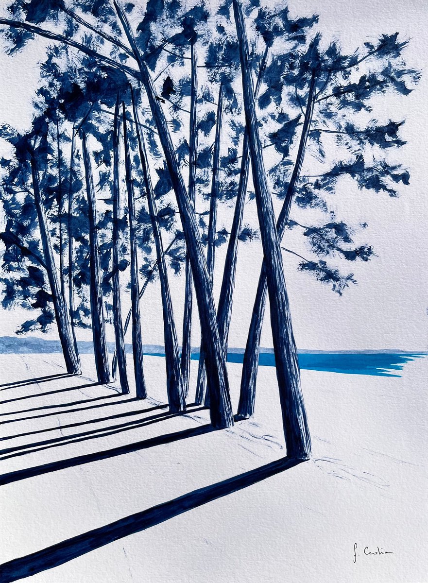 Landscape Painting By Cadiou Frederic, 13 X 17, Plage Du Cap Coz, Original Artwork