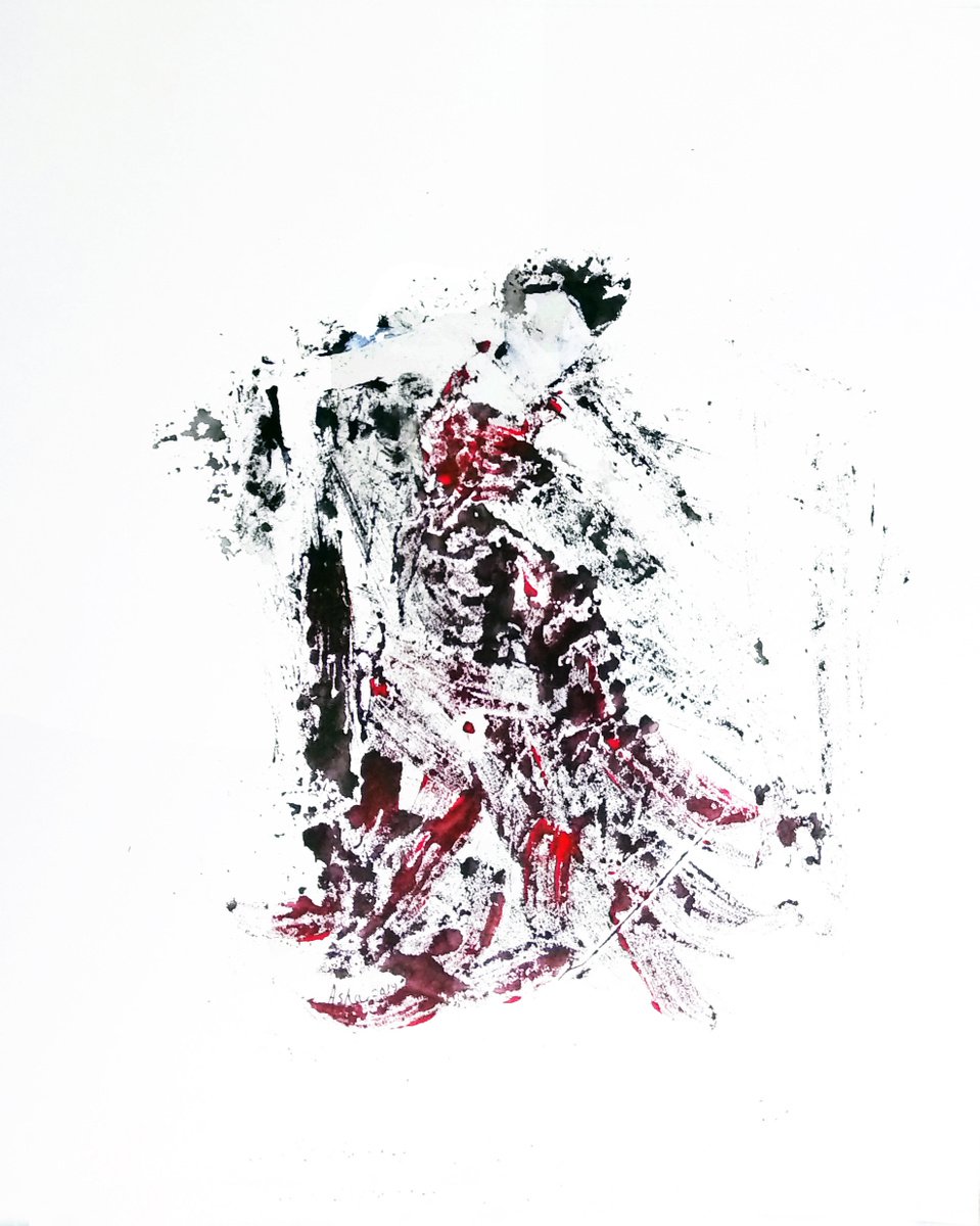 Expressive Portrait Limited Edition Print By Asha Shenoy, 12 X 14, Japanese Geisha Dancer, Original Artwork