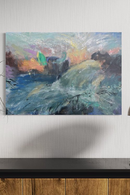 Twilight over weir by Agnieszka Lokaj