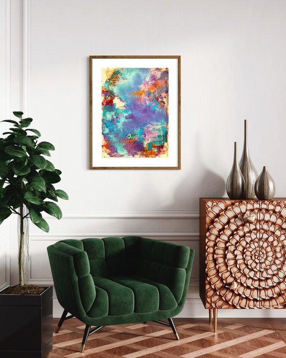 Too Many Items in My Basket - Colorful energetic contemporary abstract art painting