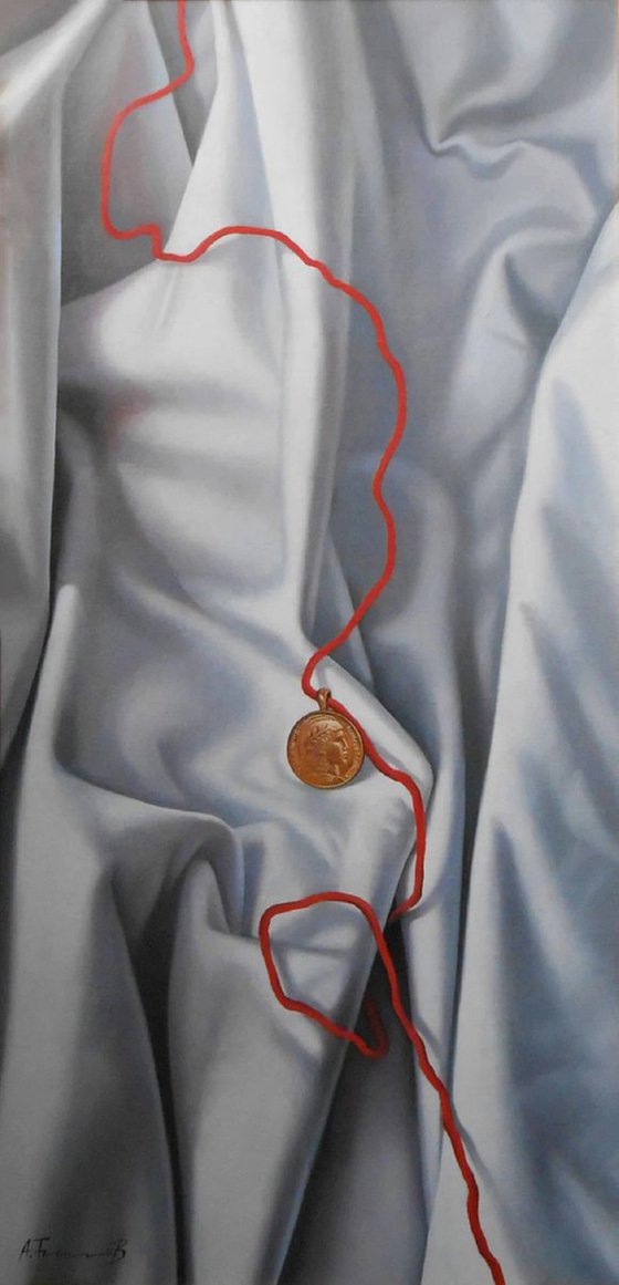 Drapery with a gold coin Painting