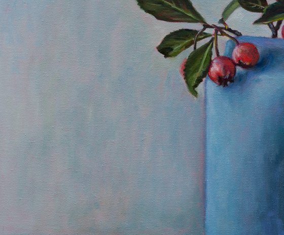 Blue Vase And Berries