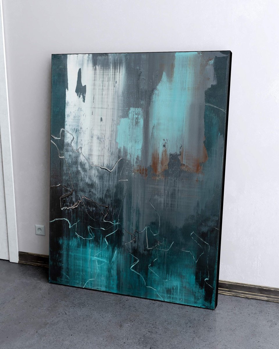 Organic Abstract Acrylic Painting By Nemanja Nikolic, 36 X 48", New Again, Original Artwork