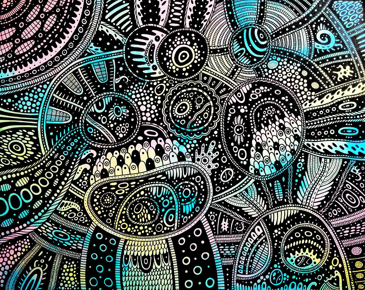 Surrealistic Abstract Acrylic Painting By Veronika Demenko, 20 X 16", Surreal Pattern N.2, Original Artwork