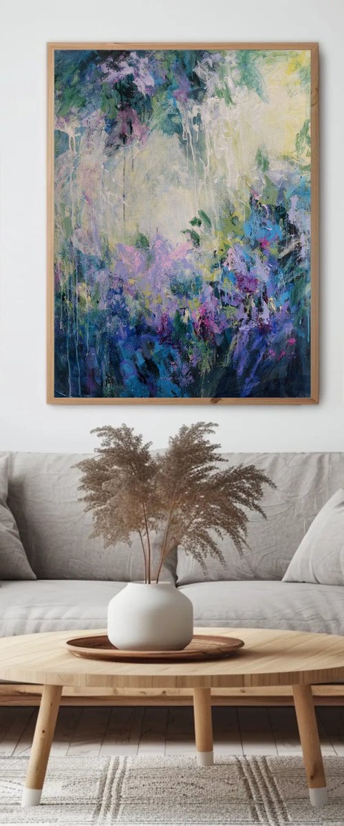 Lilac Waterfall. Abstract Floral Landscape by Katia Solodka
