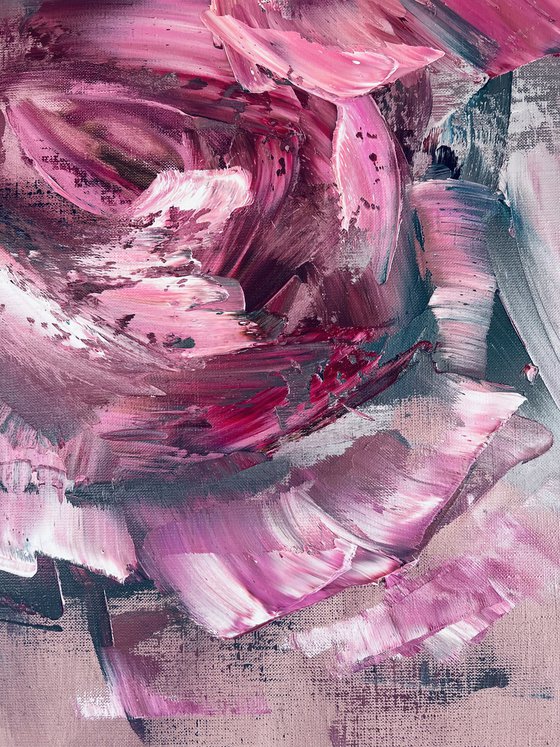 MIXED FEELINGS - Huge painting with flowers. Large abstract roses