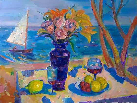 Still Life against the Background of the Sea