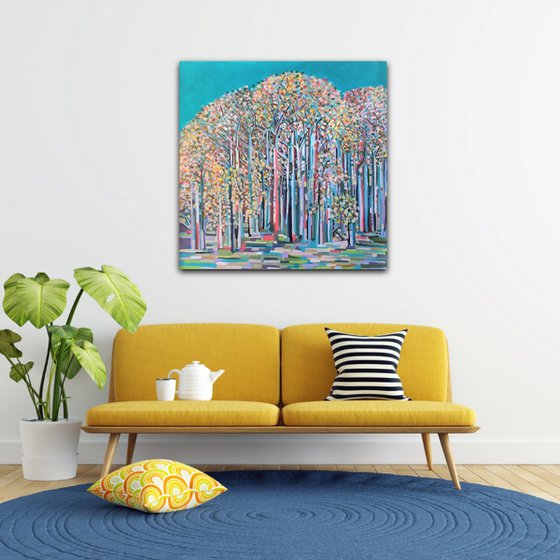 Autumn forest / 90 x 90 x 0,1 cm