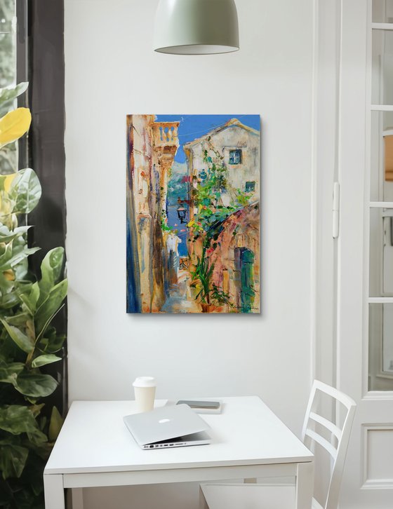 Sunny street in Italian style