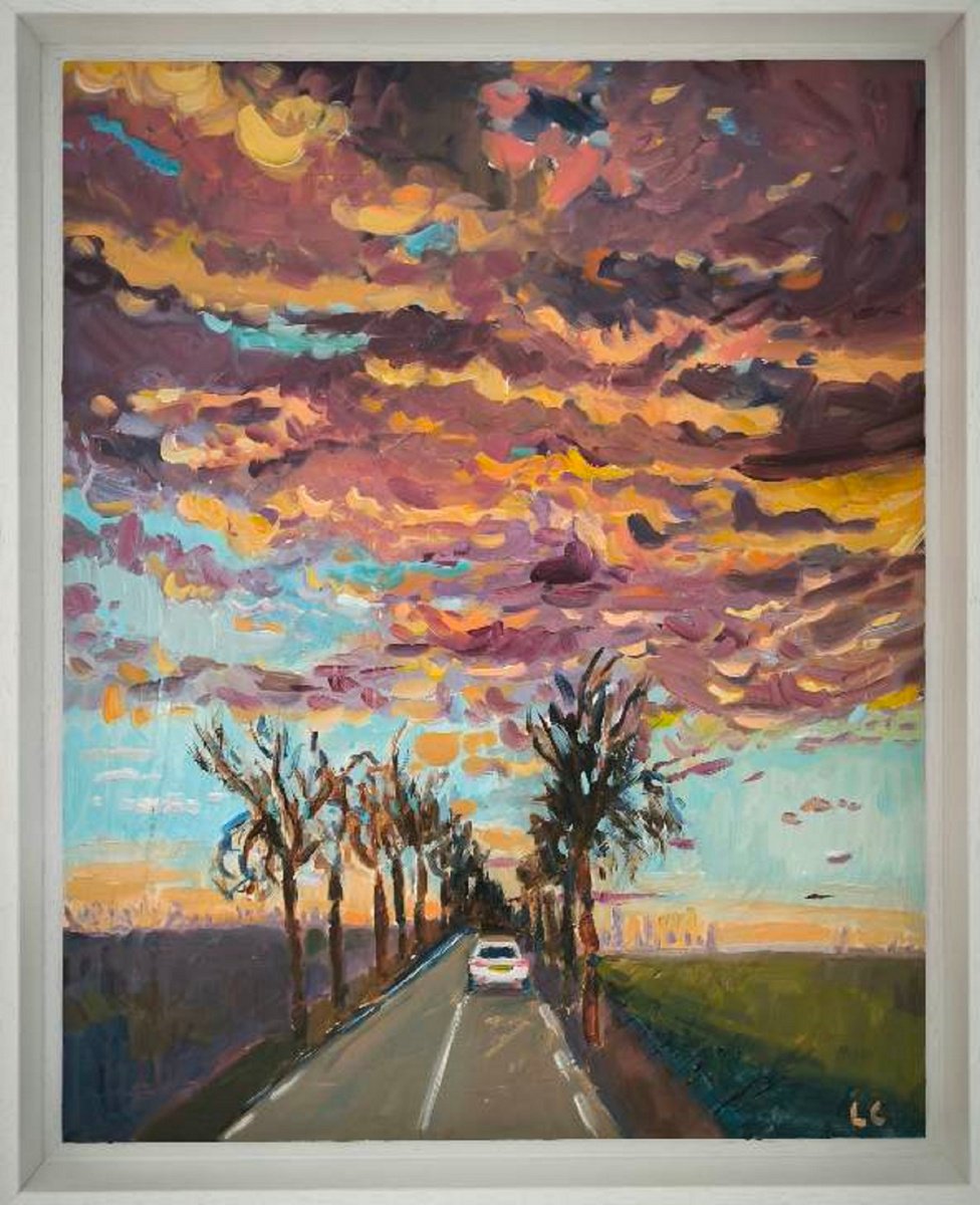 Stormy Sky Over Favorite Road By Linda Clerget, 18 X 22, Artwork For Sale On Artfinder