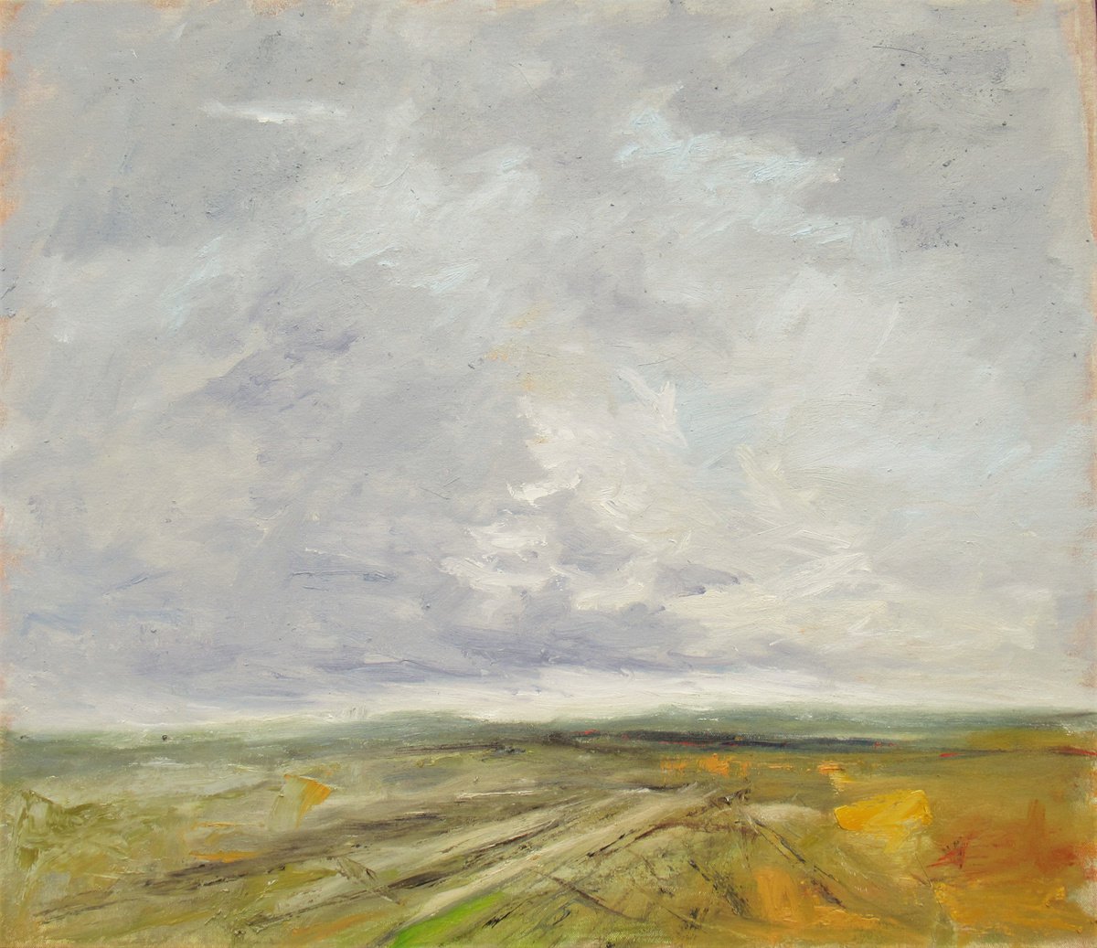 Expressive Landscape Oil Painting By Sherry Edmondson, 28 X 24", November Splashes Of Gold, Original Artwork