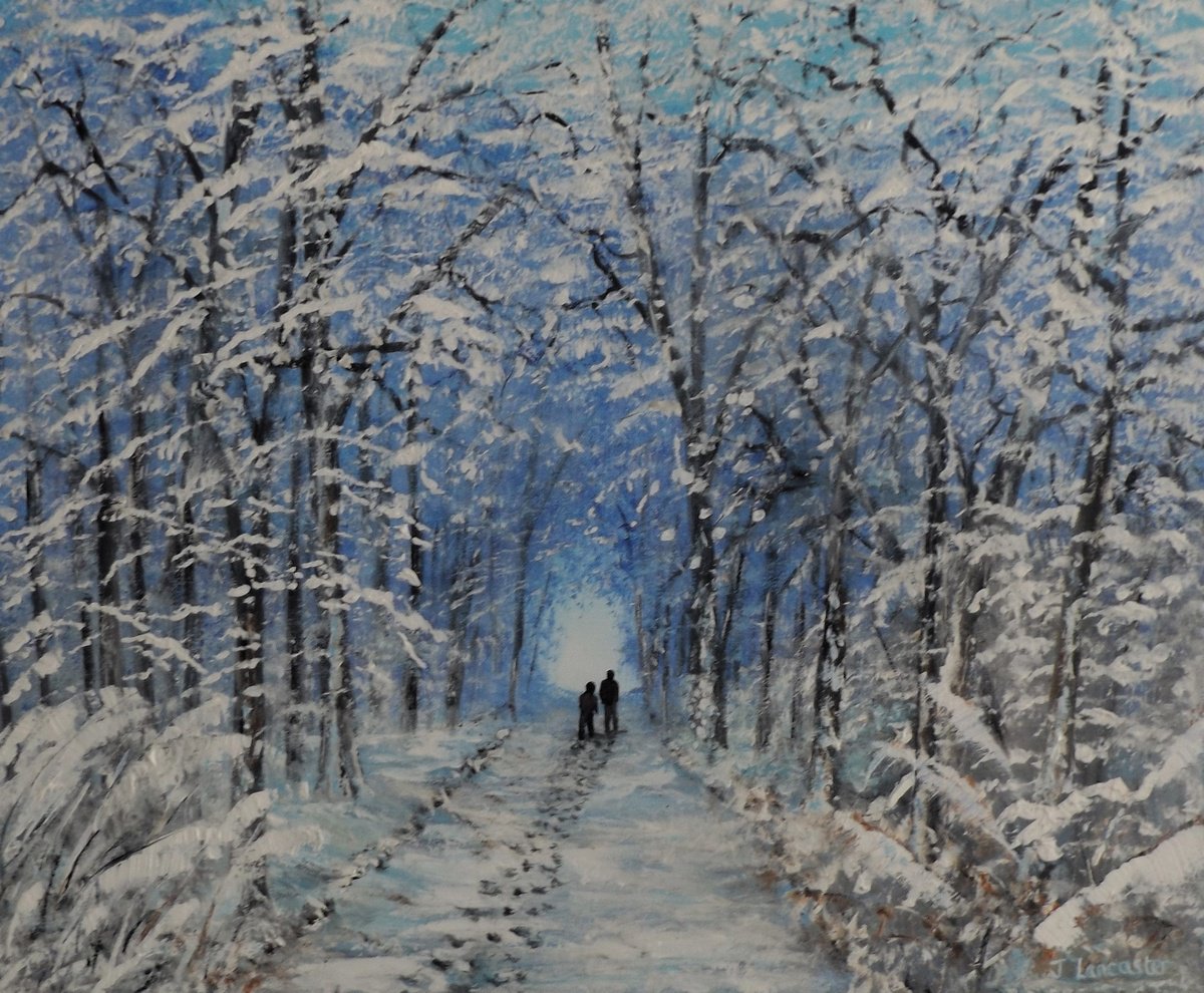 Impressionistic Landscape Acrylic Painting By James Lancaster, 24 X 20, A Snowy Day, Original Artwork