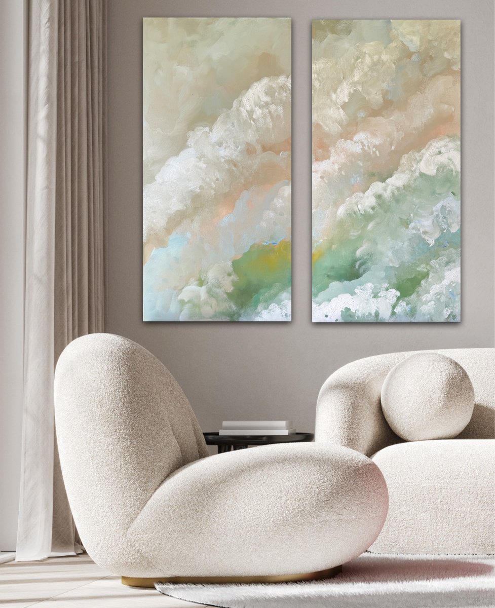 Abstract Landscape Acrylic Painting By Ivana Gigovic, 39 X 39, Seafoam Whispers, Original Artwork