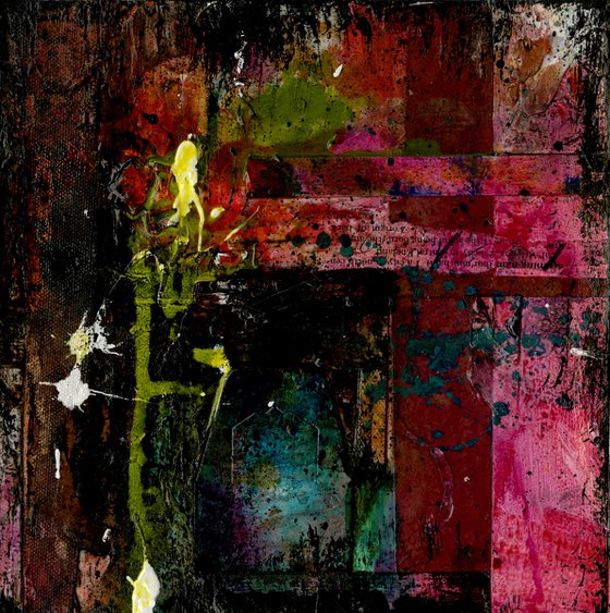 Collage Poetry 16 - Framed Mixed Media Abstract Art by Kathy Morton Stanion