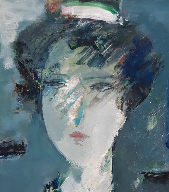 Portrait 24x30cm ,oil/canvas, abstract portrait