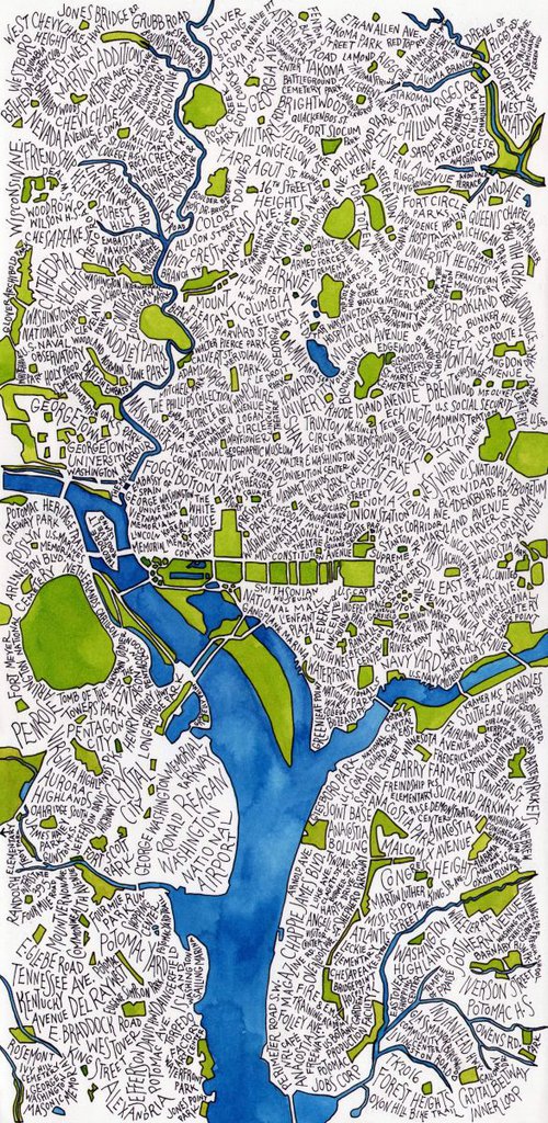 Washington DC Tall Word Map by Terri Smith