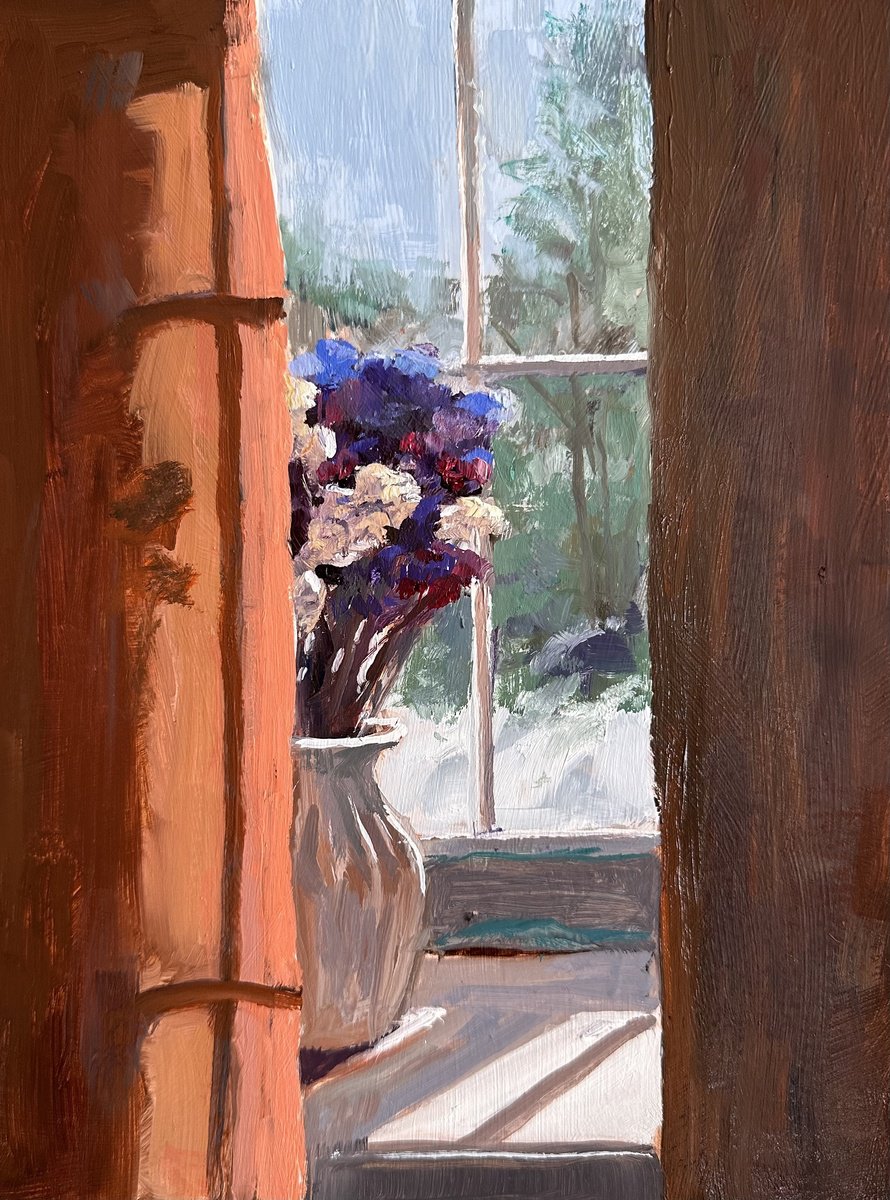 Flowers in a window by Toni Swiffen