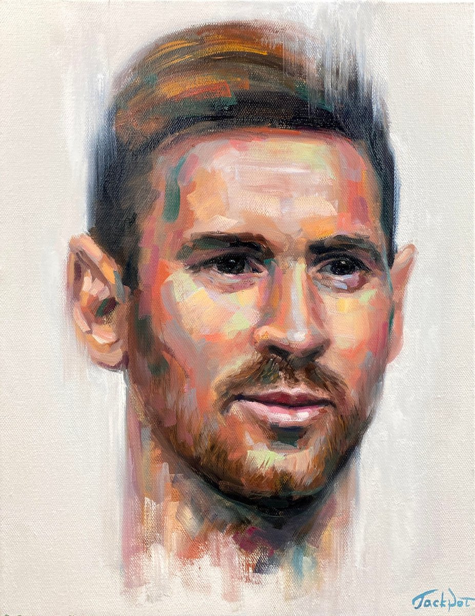 Leo Messi Oil Portrait Original exclusive Canvas Wall art Above sofa Artwork by Evgeny Potapkin