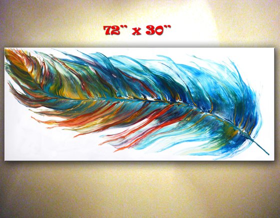 Magic Feather 2- Large Painting 72" x 30"