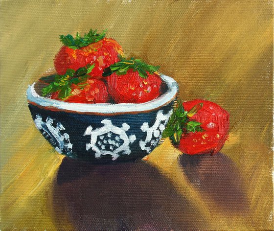 STRAWBERRY... Still life /  ORIGINAL PAINTING