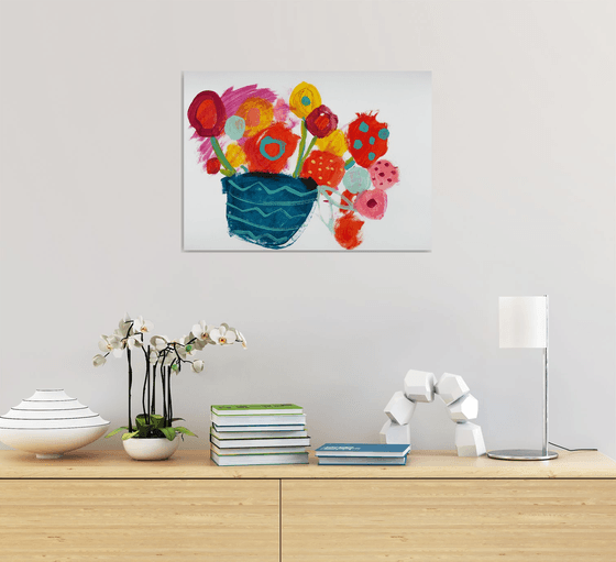 Rainbow Flowers Acrylic Painting