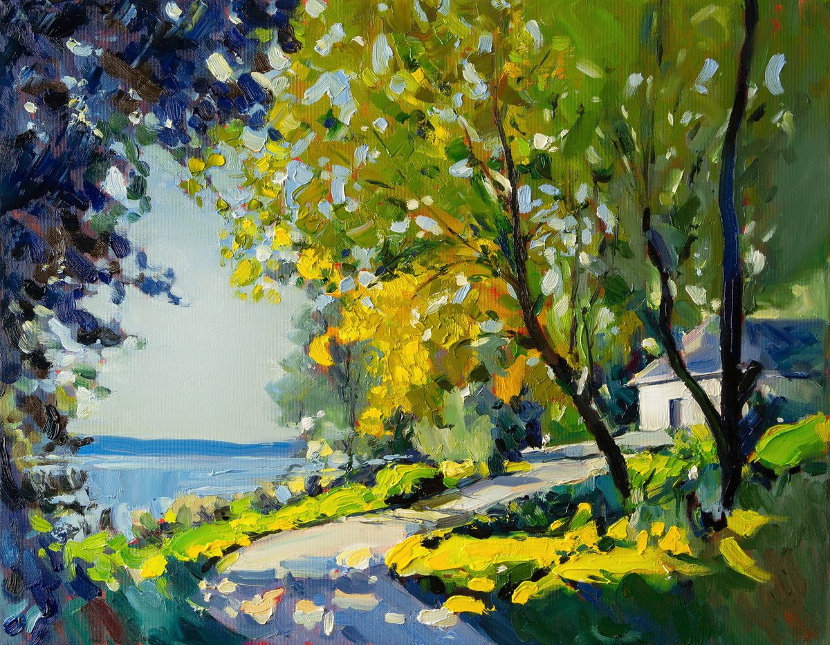 Impressionistic Landscape Oil Painting By Daria Zavadenko, 18 X 14, The Road Home, Original Artwork
