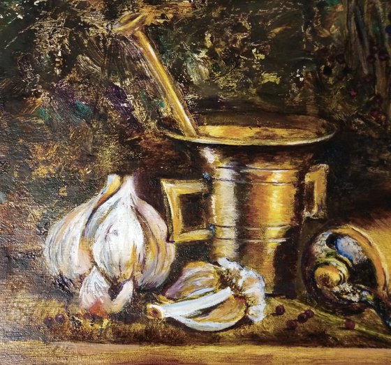 Still life with garlic.