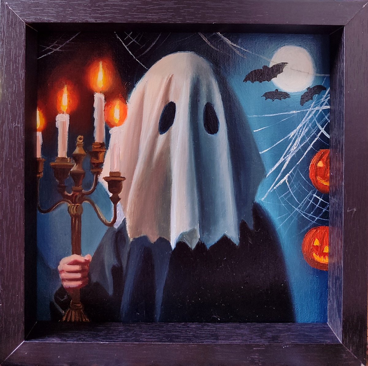 Surrealistic Portrait Oil Painting By Laura Muolo, 9 X 9", Curious Soul, Original Artwork