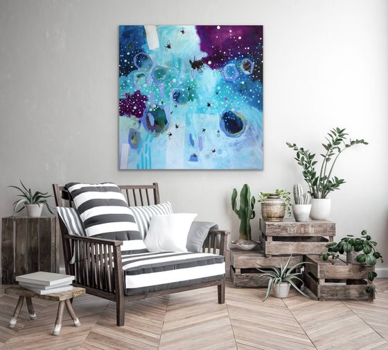 C'est écrit dans le ciel - Original abstract painting on canvas - Ready to hang