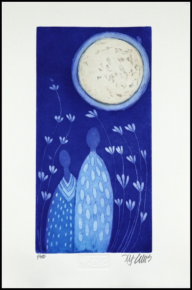 Illustrative Portrait Etchings & Engravings By Mariann Johansen-Ellis, 10 X 15", Mother And Child, Original Artwork