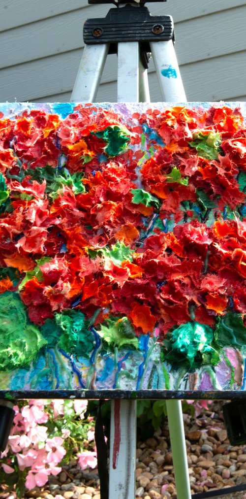 Textured Geranium Impasto by Lena Owens at OLena Art