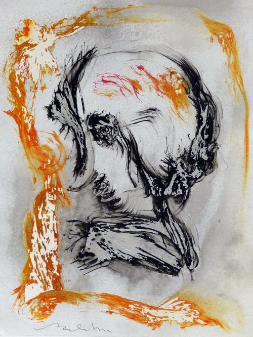 Portrait 19-4, ink on paper 21x29 cm by Frederic Belaubre