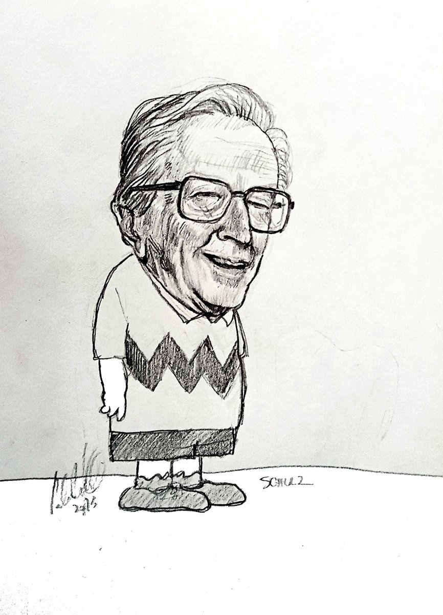 Cartoon Portrait Pencil Drawing By Paolo Beneforti, 7 X 10", Charles Schulz Caricature, Original Artwork