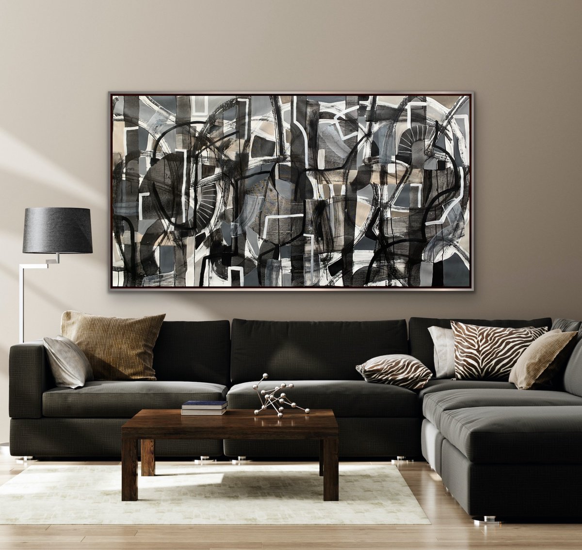 Expressive Abstract Acrylic Painting By Rashna Hackett, 72 X 37", Don