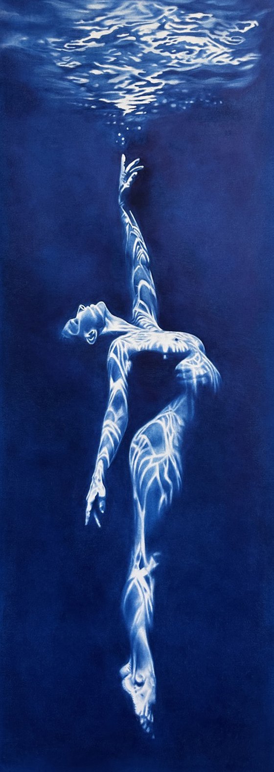 Siren's Call - Vertical Blue Underwater Nude