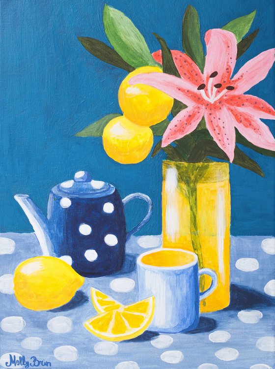 Still life with lily and lemon