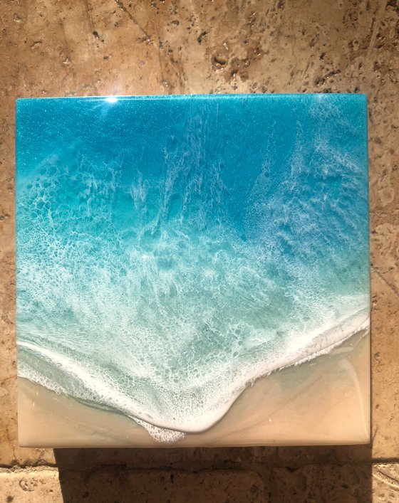 White Sand Beach - Waves - Seascape Painting Gift idea