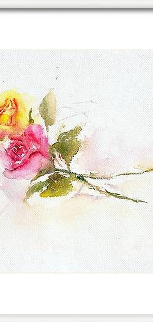 Pink and Yellow Roses by Asha Shenoy