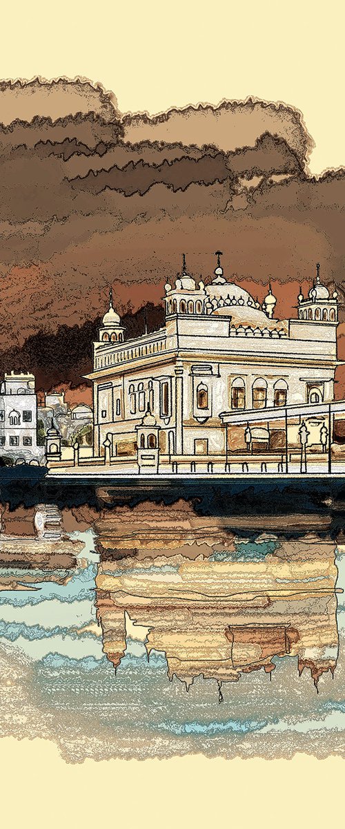 Golden Temple Painting by ARTIST GURDISH  PANNU